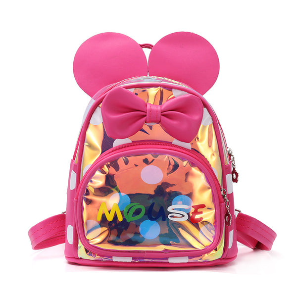 Shinny leather back pack with ears